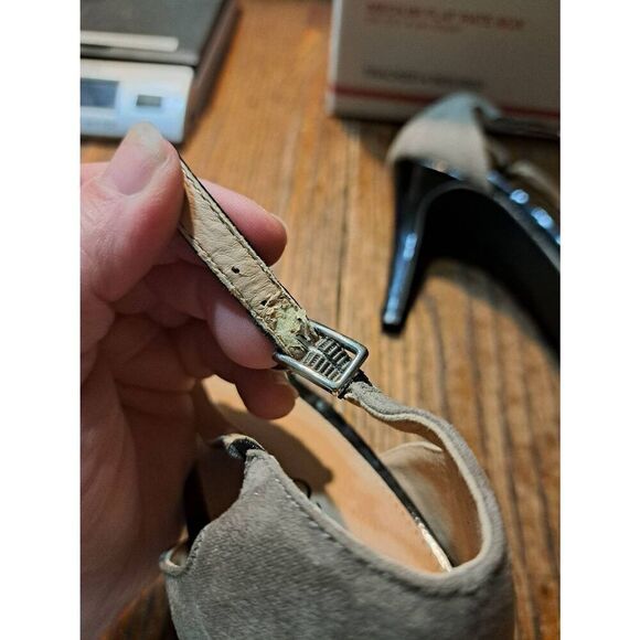 10M Cato Black Tan Pointed Toe Foot Strap Stiletto Pump High Heel Dress Shoes - Picture 9 of 10